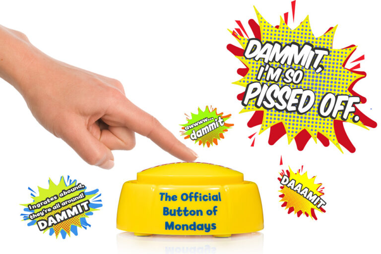 Yellow dammit button expressing frustration, thus relieving